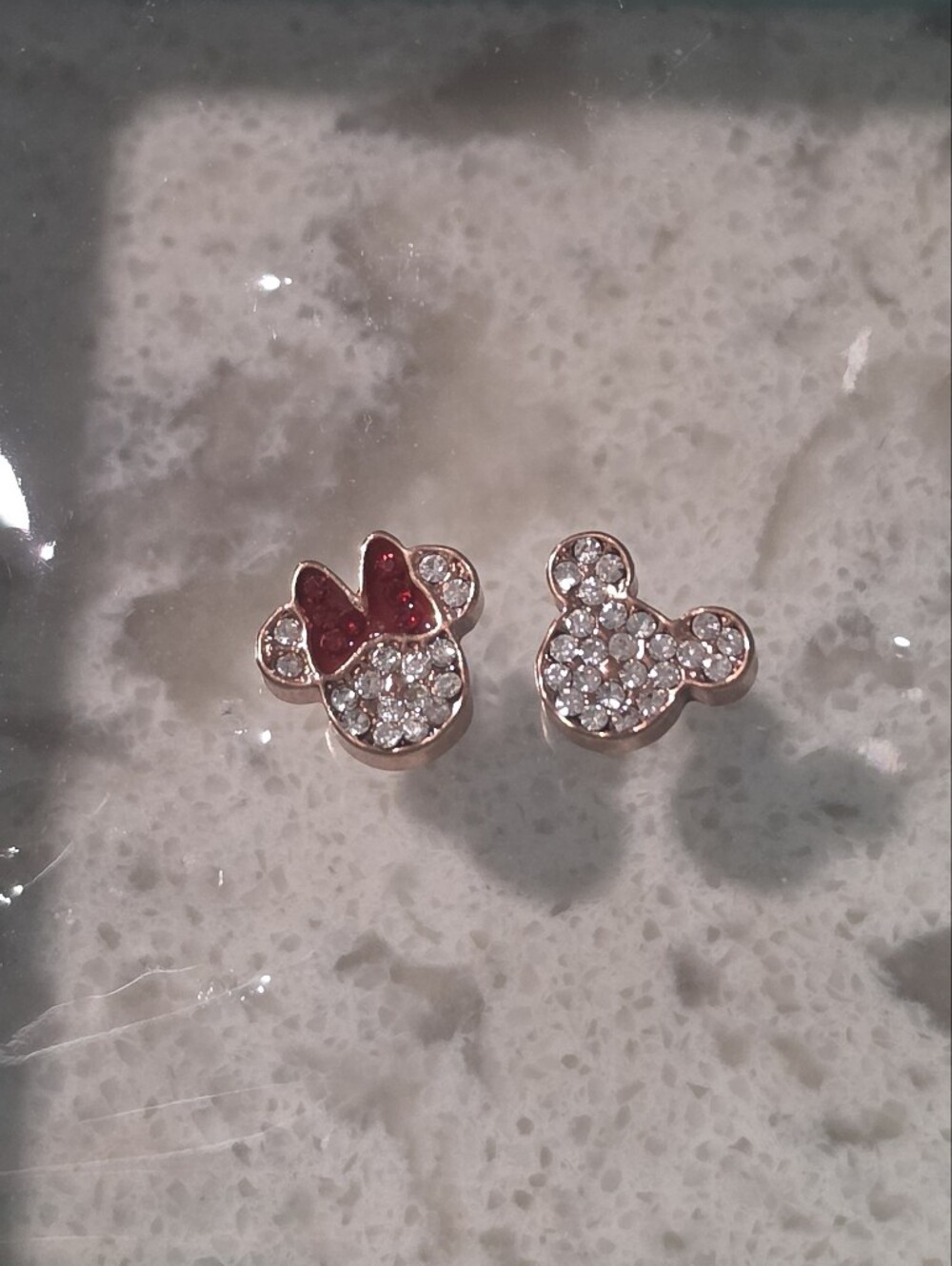 Origami Owl Rose Gold Minnie Stud Earrings with Red Bow